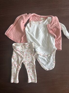 Pink Floral Baby Matching Set - Jacket, Bodysuit & Leggings